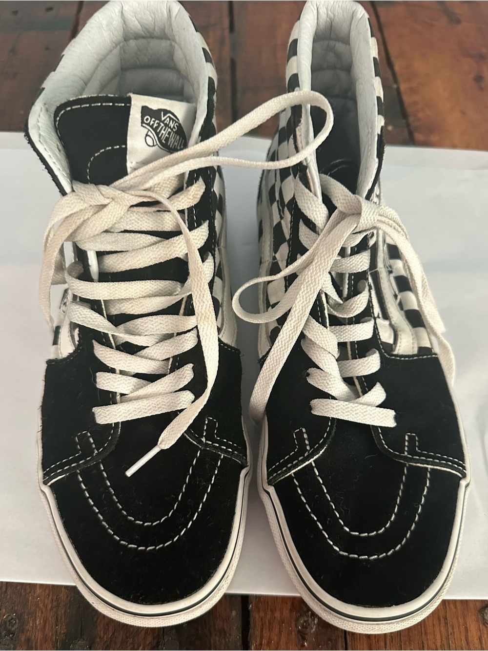 Vans Black and White Checkerboard High-Top Sneakers